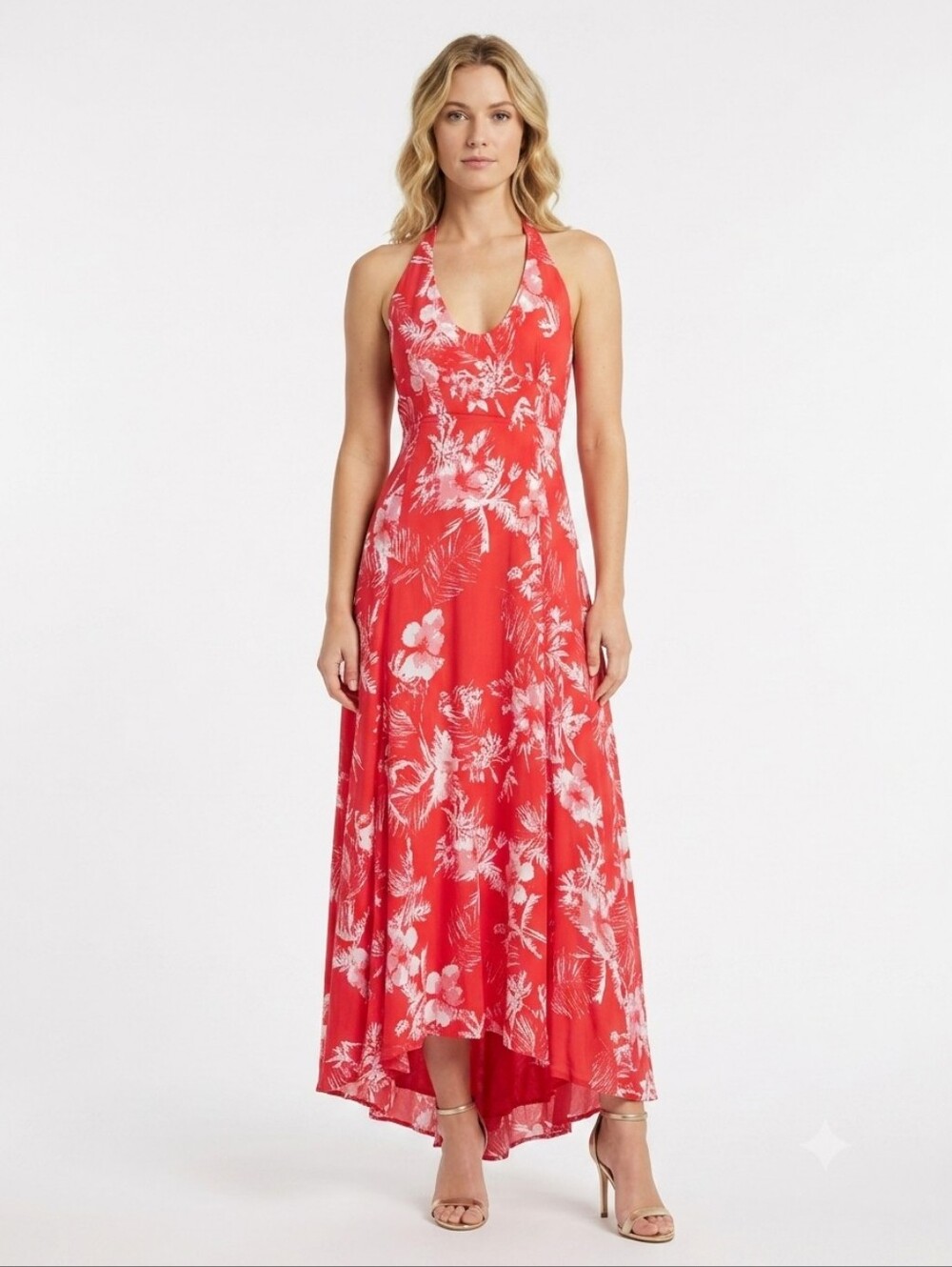 Free People Lille Print Maxi Dress Strapy Floral Raspberry Red Endless Summer M